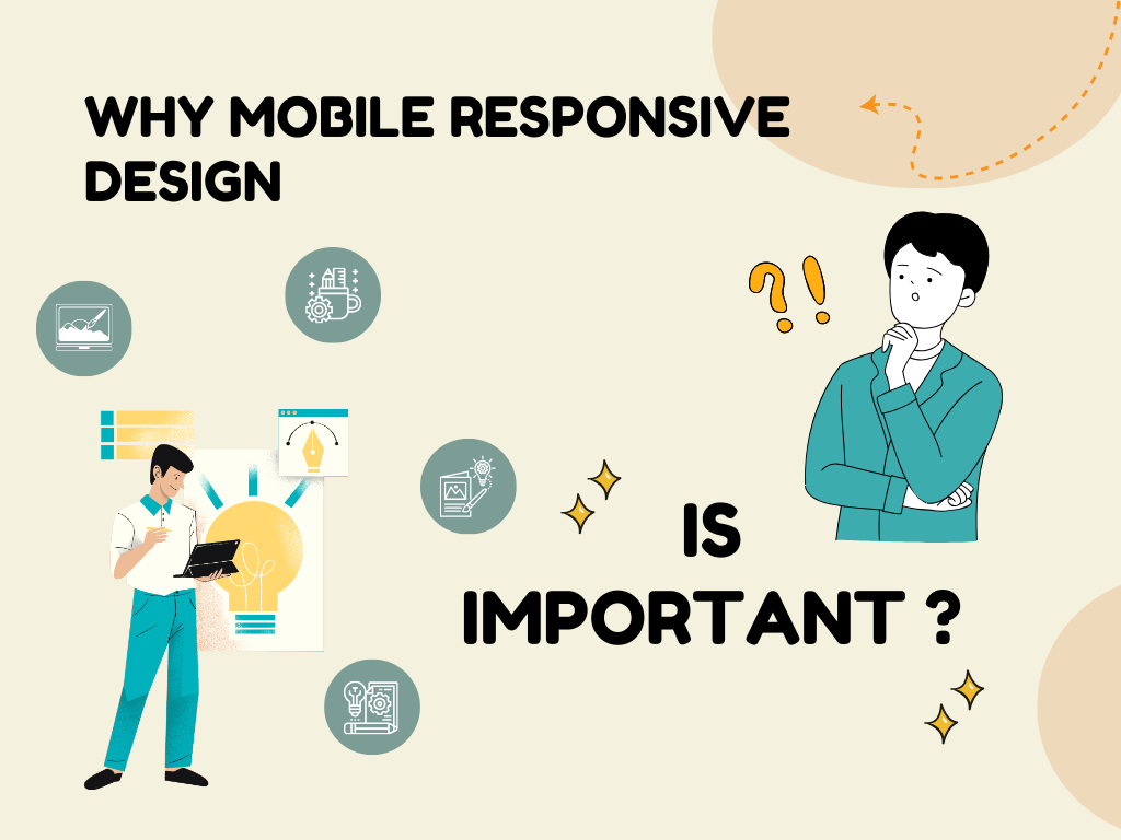 Mobile responsive web design illustration showing website layout adaptation across devices and user experience optimization concept
