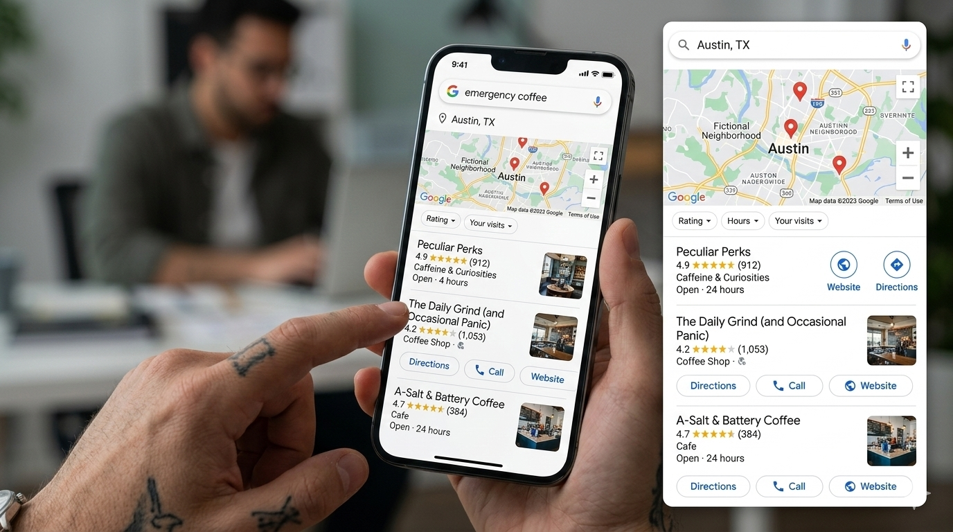 local search results displaying how  Google ranks local businesses